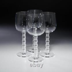 Salviati Bassorilievi Cut Stem Handblown Murano Wine Glasses 7.75h Set of 4