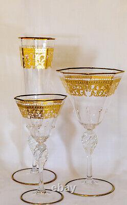 Salviati Murano glasses set of 3 (1 White wine 1 Red wine 1 Champagne Flute)