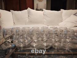 Sasaki Crystal Set 12 Etched Small Brandy or Wine Glasses
