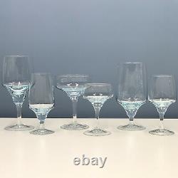 Sasaki Harmony Azure Blue 36pc Crystal Stemware for (6) Wine Water Tea Coupe+++