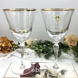 Sasaki Renaissance Gold Vintage Swirl Stem Wine Glasses set of 2