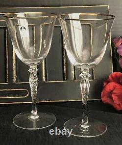 Sasaki Renaissance Gold Vintage Swirl Stem Wine Glasses set of 2