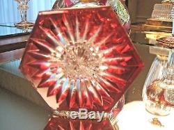 Set 10 Baccarat Cut To Clear Cranberry Ruby Empire Hollow Stem Wine Goblets