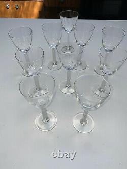 Set 10 Lalique Crystal Stemware Phalsbourg 6 1/2 Wine Goblet Glasses EXCELLENT