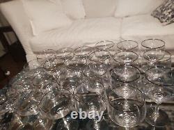 Set 12 Fine Vtg Crystal Champagne/ Sherbet Glasses 11 Wine Glasses Platinum Trim