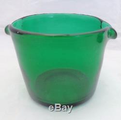 Set 3 Antique Georgian Green Glass Bucket Shaped Twin Lipped Wine Glass Rinsers