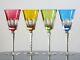 Set 4 Ajka Lynn Cut to Clear 9.75 Wine Glasses Goblets Red Yellow Green Blue