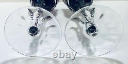Set 4 Bohemian Red Green Purple Yellow Cut To Clear Crystal Wine Glasses