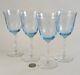Set 4 FOSTORIA NAVARRE Blue Etched Wine Glasses Vintage MINT
