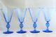 Set 4 Venetian Murano Italian Glass Salviati Blue Water Wine Goblets Octagonal