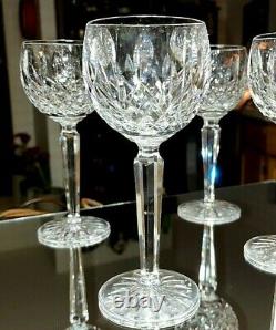 Set 4 WATERFORD LISMORE 7.5 Wine Glasses Hocks Goblet Vertical Cut 6-sided Stem