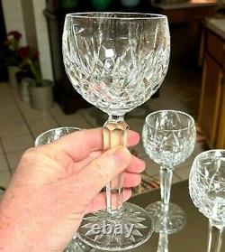 Set 4 WATERFORD LISMORE 7.5 Wine Glasses Hocks Goblet Vertical Cut 6-sided Stem