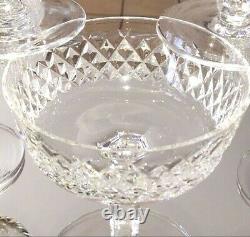 Set / 5 WATERFORD ALANA 4 Champagne Coupe Glasses Tall Sherbet Wine Criss Cross