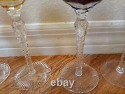 Set 6 AJKA Cut To Clear Crystal Marsala Multi-Color Wine Glasses