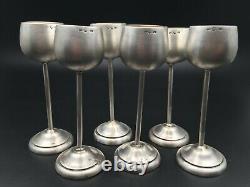 Set 6 Antique Goblets Wine Solid Silver Glasses Vintage 220Gr