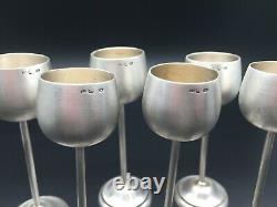Set 6 Antique Goblets Wine Solid Silver Glasses Vintage 220Gr