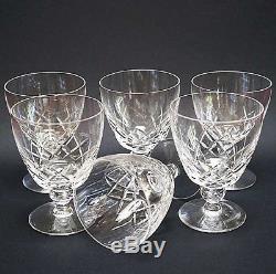 Set 6 Large Stuart Crystal Vintage Red Wine Water Glasses Goblets Signed Pre1950