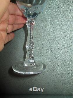 Set 6 Lenox Blue Crystal Navarre Glasses Water Goblet Etched Fostoria 7 5/8 Wine