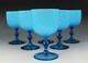 Set 6 MCM Carlo Moretti Empoli Murano Italy Cerulean Blue Cased Wine Glasses