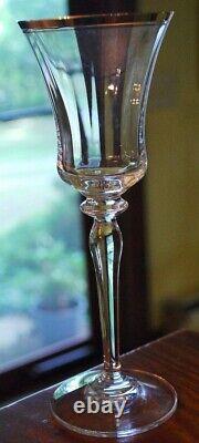 Set 6 MIKASA Optic Crystal JAMESTOWN CLEAR Wine Glasses 8.75 Gold Rims PRISTINE
