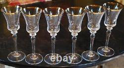 Set 6 MIKASA Optic Crystal JAMESTOWN CLEAR Wine Glasses 8.75 Gold Rims PRISTINE