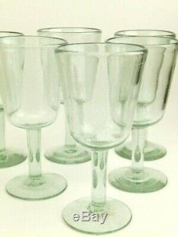 Set 6 Pottery Barn Santino Recycled Glass Water Goblets Wine Glasses Stems NEW