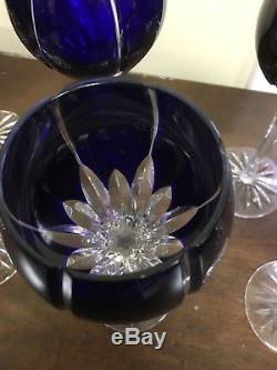 Set 8 Ajka Cut Crystal Wine Glasses/Goblets