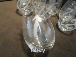 Set 9 Stemless Clear wine glasses etched numbers etched Numbers