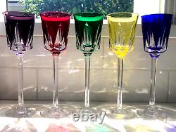 Set Five (5) Cristal de Sevres / France 9 7/8 Wine GLASSES Beautiful! NO Chips
