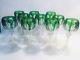 Set Of 10 Antique Dorflinger Green Cut To Clear Wine Glasses 7.5 STUNNING