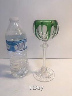 Set Of 10 Antique Dorflinger Green Cut To Clear Wine Glasses 7.5 STUNNING