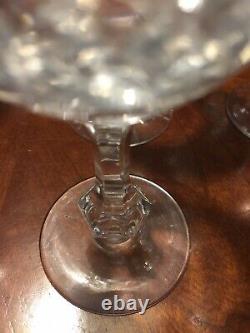 Set Of 12 Bohemian Cut Crystal Knob Stem Vintage Wine Glasses Diamond Strawberry