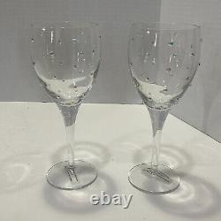 Set Of 2 Swarovski Artisan Wedding Gift Jeweled Crystal Studded Wine Glasses
