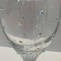 Set Of 2 Swarovski Artisan Wedding Gift Jeweled Crystal Studded Wine Glasses