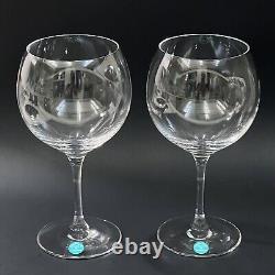 Set Of 2 Tiffany & Co Crystal TFC11 Pulled Stem All Purpose Wine Glasses 7.25