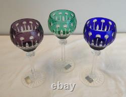 Set Of 3 Godinger King Louis Crystal Hock Wine Glasses 7-3/4