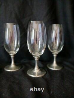 Set Of 3 Williams Sonoma Pewter Stem Water/wine Glasses