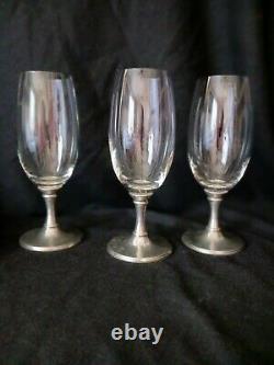 Set Of 3 Williams Sonoma Pewter Stem Water/wine Glasses