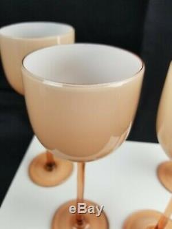 Set Of 4 Mid Century Carlo Moretti Art Glass Italian Wine Glasses 9 1/4