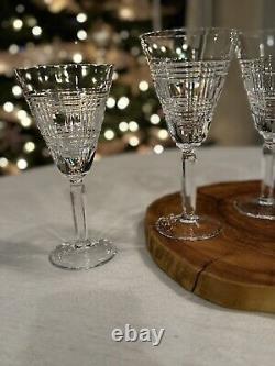 Set Of 4 Ralph Lauren Crystal Glen Plaid Classic 7 1/4 Wine Glasses 321762