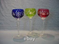 Set Of 6 Bohemian Czeh Nachtmann Traube Crystal Cut To Clear 8 1/4 Wine Glasses