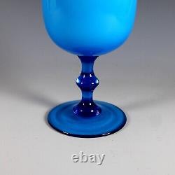Set Of 6 Carlo Moretti Azure Blue & White Cased Wine Glasses Goblets, 5 7/8