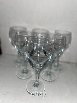 Set Of 6 Clear Crystal Wine Glasses Made In France 5 3/4 Tall 2 3/4 Base 6oz
