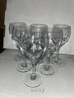 Set Of 6 Clear Crystal Wine Glasses Made In France 5 3/4 Tall 2 3/4 Base 6oz