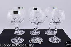 Set Of 6 Crystal Clear 24% Pro Hand Cut Wine Glasses New