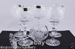 Set Of 6 Crystal Clear 24% Pro Hand Cut Wine Glasses New