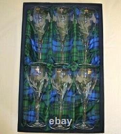 Set Of 6 Gleneagles St Andrews Stemware Lead Cut Crystal Red Wine Glasses New