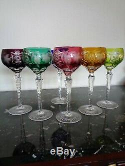 Set Of 6 Nachtmann Traube Case Cut To Clear Crystal Wine Goblet Glasses 8 1/4