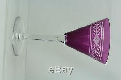 Set Of 6 St. Louis Purple To Cut To Clear Small Wines / Port Glasses