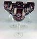 Set Of 6 Vintage Cut To Clear Crystal Burgundy Wine Glasses Goblets 7 1/2